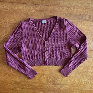 Cotton On crimson cable-knit crop cardigan M